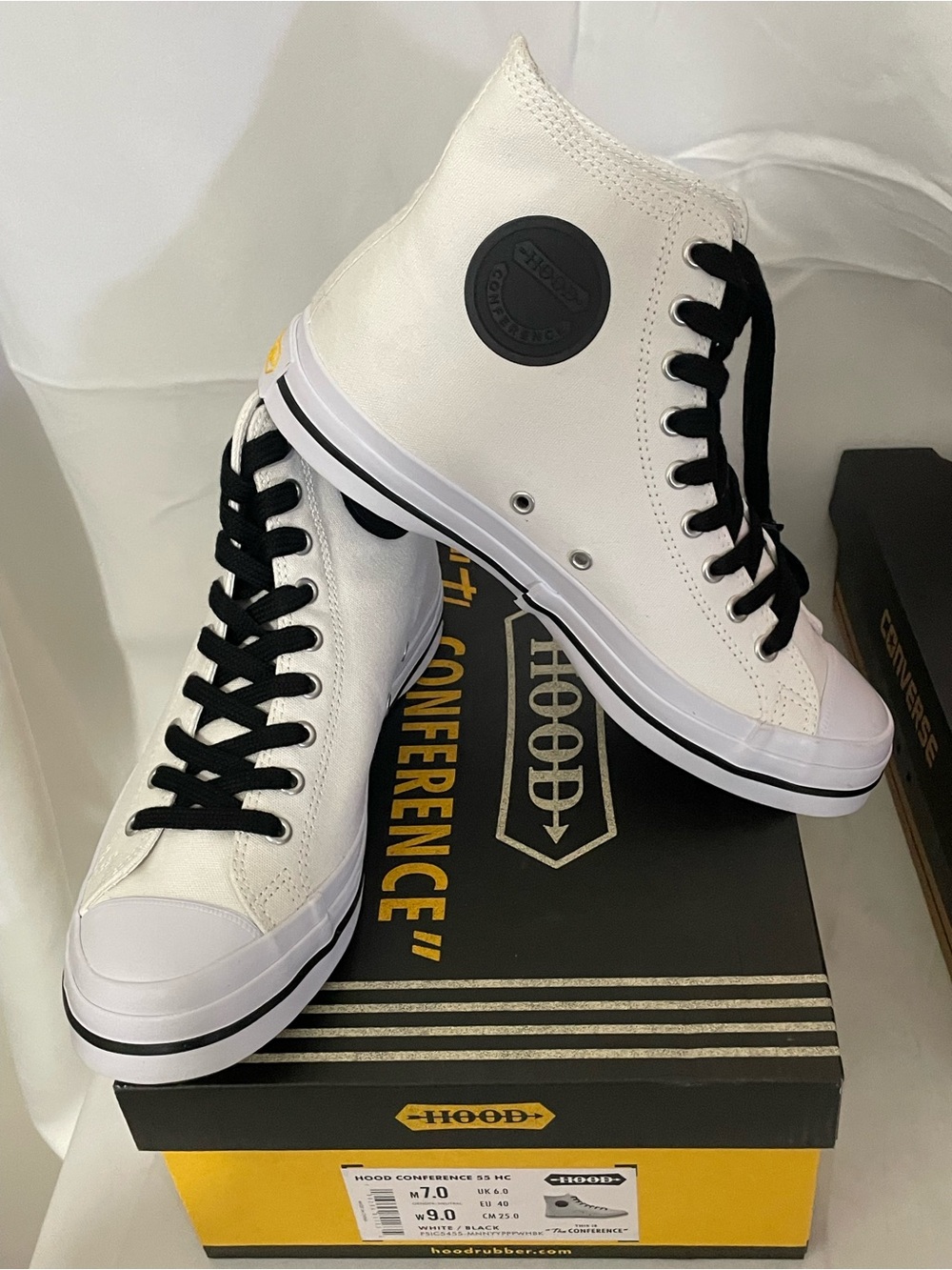 Converse White High-Top Sneakers with Black Laces